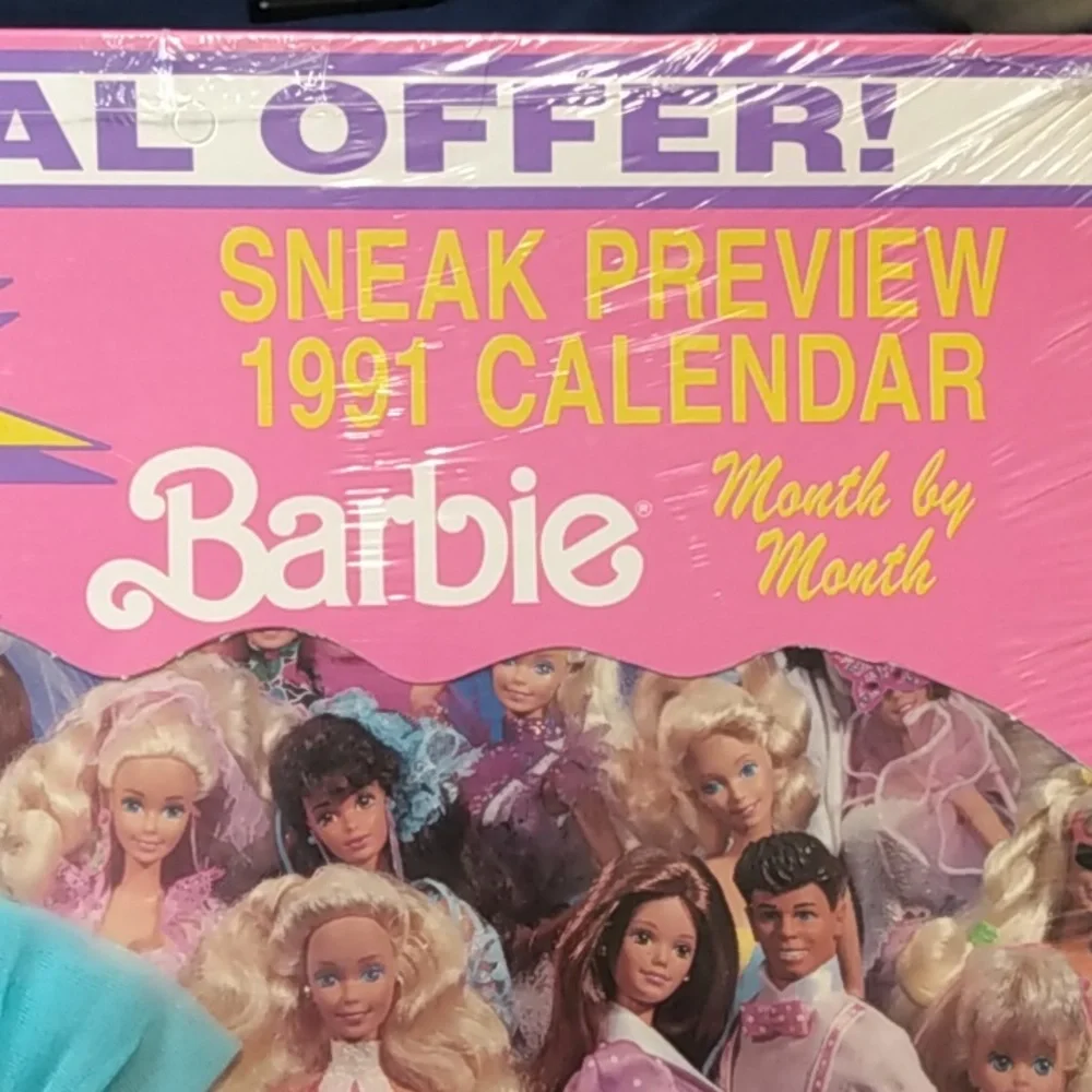 Barbie 1991 Sneak Preview 15-month Calendar with Dress NEW IN‎ PACKAGE